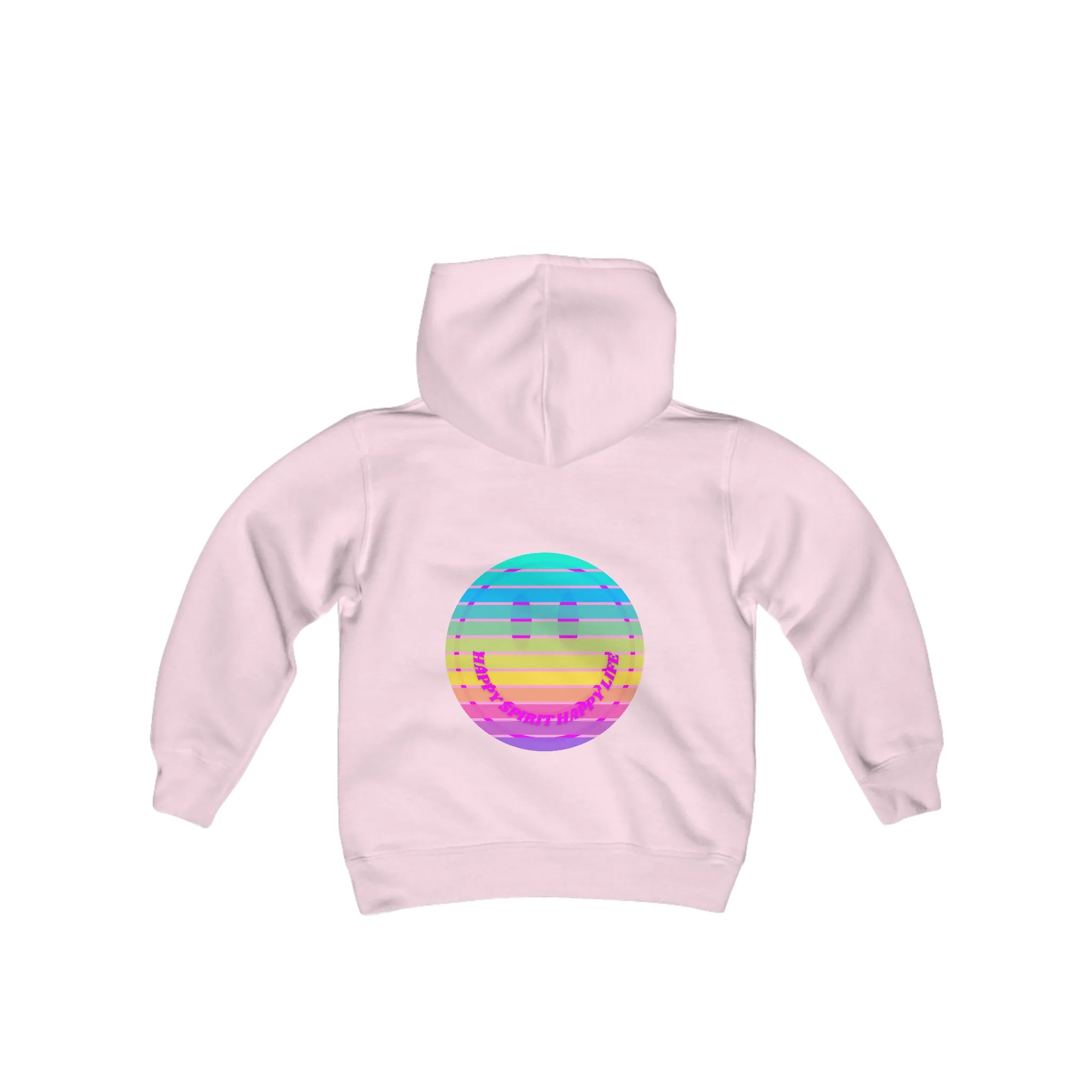 Aesthetic Hoodie for Youth, Pink Rainbow Hoodie, Kids Smile Face Hoodie, Happy Spirit Happy Life Hoodie, Happy Mind Hoodie, Cute Kid Gifts