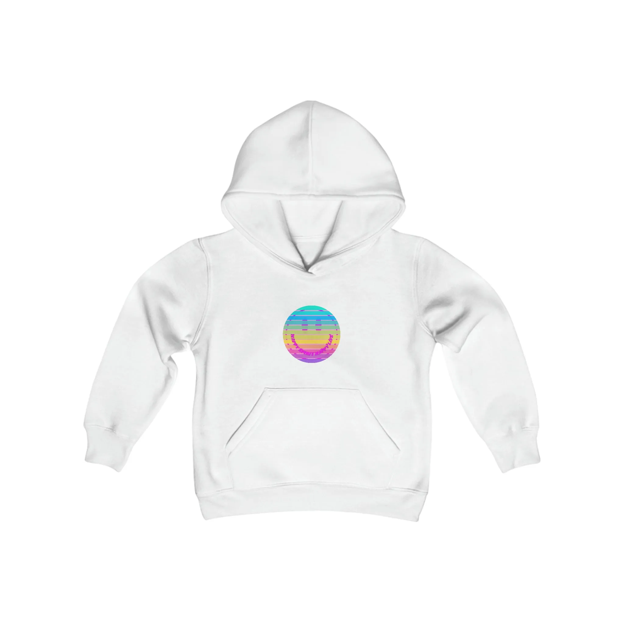 Aesthetic Hoodie for Youth, Pink Rainbow Hoodie, Kids Smile Face Hoodie, Happy Spirit Happy Life Hoodie, Happy Mind Hoodie, Cute Kid Gifts