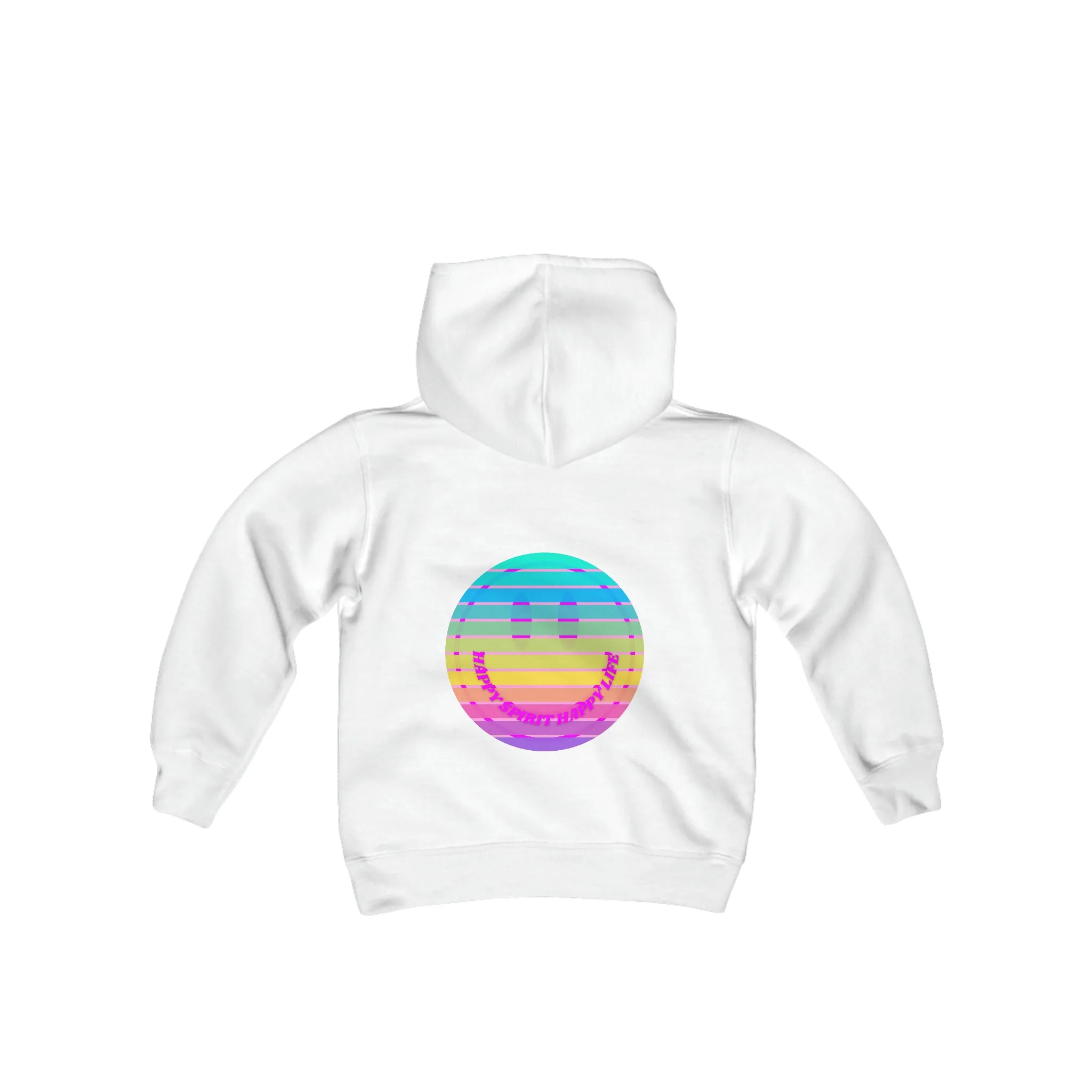 Aesthetic Hoodie for Youth, Pink Rainbow Hoodie, Kids Smile Face Hoodie, Happy Spirit Happy Life Hoodie, Happy Mind Hoodie, Cute Kid Gifts