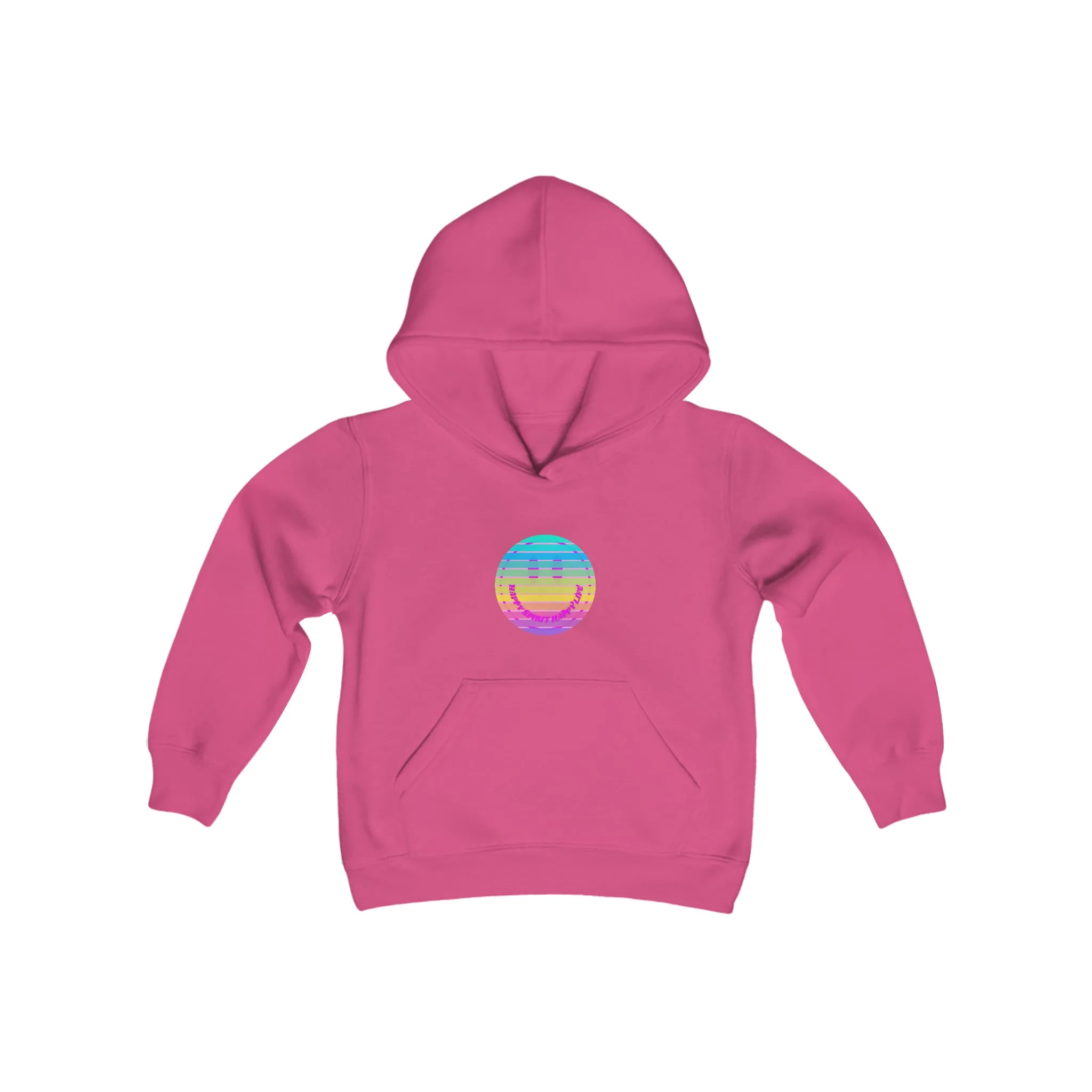 Aesthetic Hoodie for Youth, Pink Rainbow Hoodie, Kids Smile Face Hoodie, Happy Spirit Happy Life Hoodie, Happy Mind Hoodie, Cute Kid Gifts