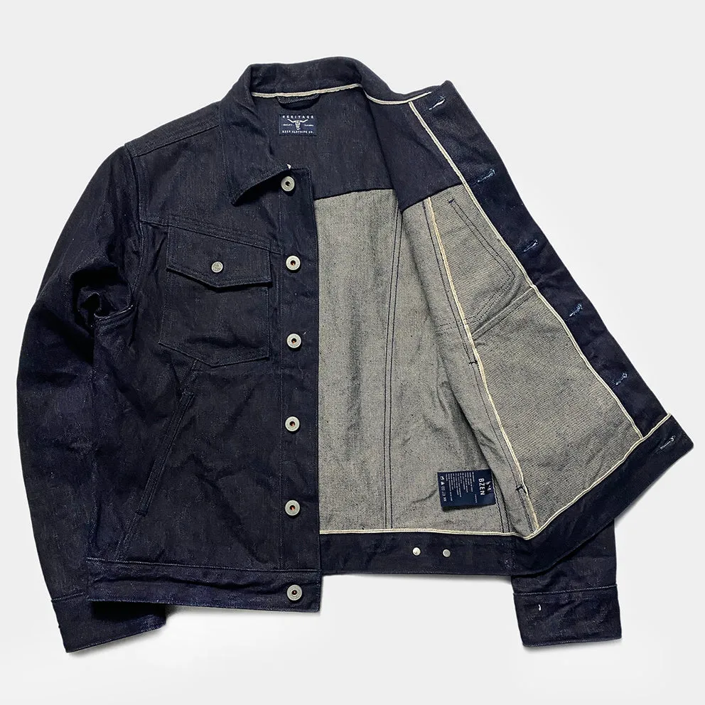 BZEN M.3139RR GARCIA2-18I REGULAR FIT 18OZ SELVEDGE DENIM JACKET-18OZ-HRH INDIGO