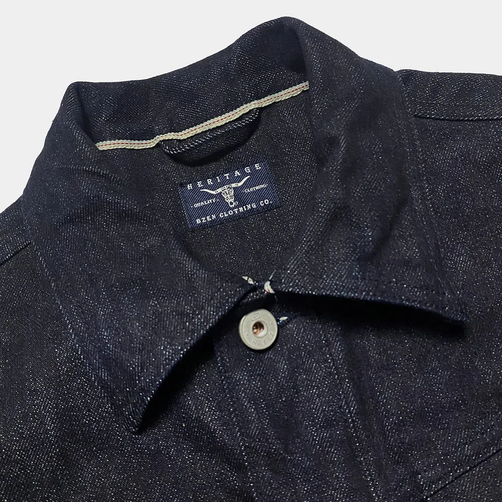 BZEN M.3139RR GARCIA2-18I REGULAR FIT 18OZ SELVEDGE DENIM JACKET-18OZ-HRH INDIGO