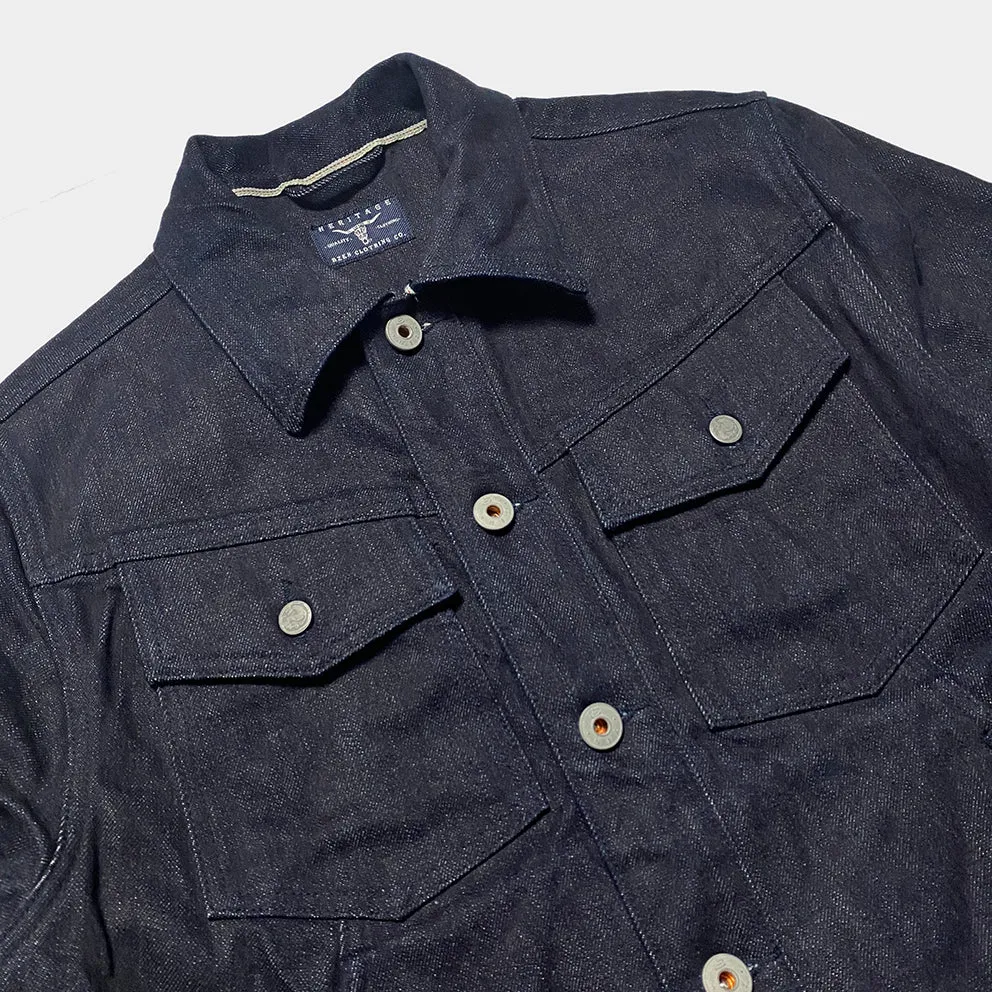 BZEN M.3139RR GARCIA2-18I REGULAR FIT 18OZ SELVEDGE DENIM JACKET-18OZ-HRH INDIGO