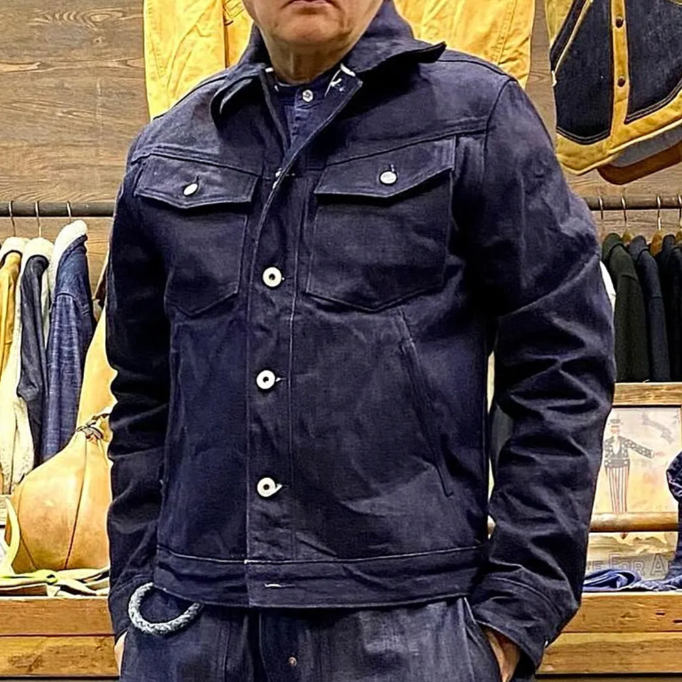 BZEN M.3139RR GARCIA2-18I REGULAR FIT 18OZ SELVEDGE DENIM JACKET-18OZ-HRH INDIGO