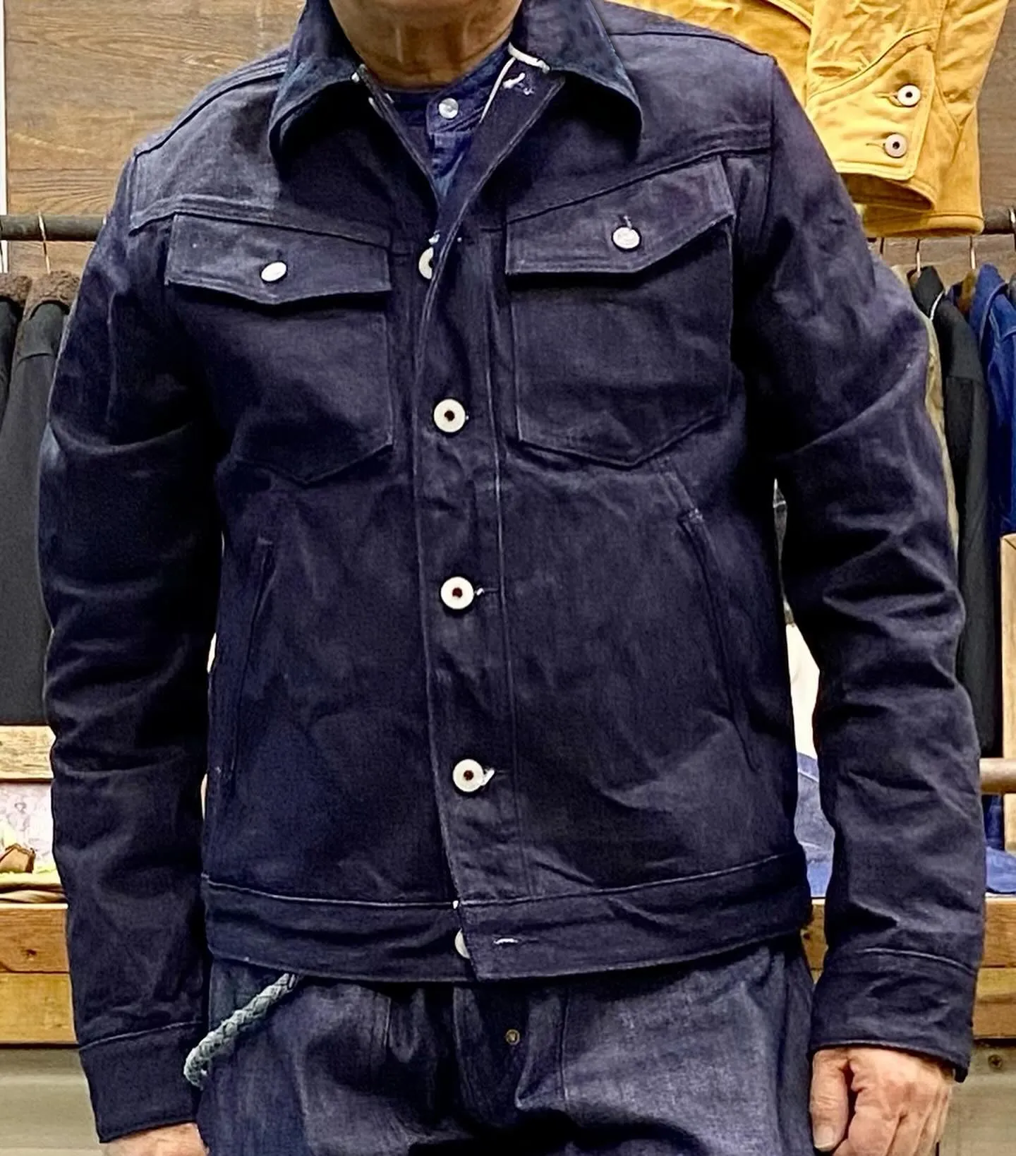 BZEN M.3139RR GARCIA2-18I REGULAR FIT 18OZ SELVEDGE DENIM JACKET-18OZ-HRH INDIGO
