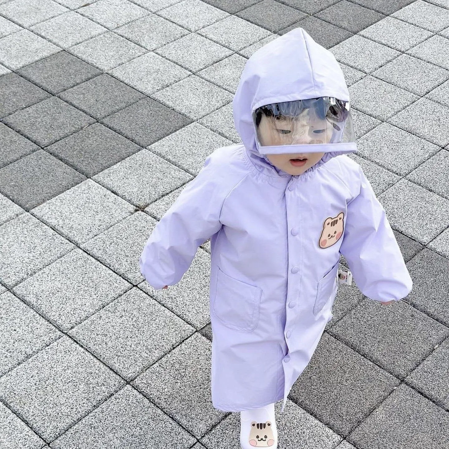 Cartoon Animal Solid Color Raincoat
