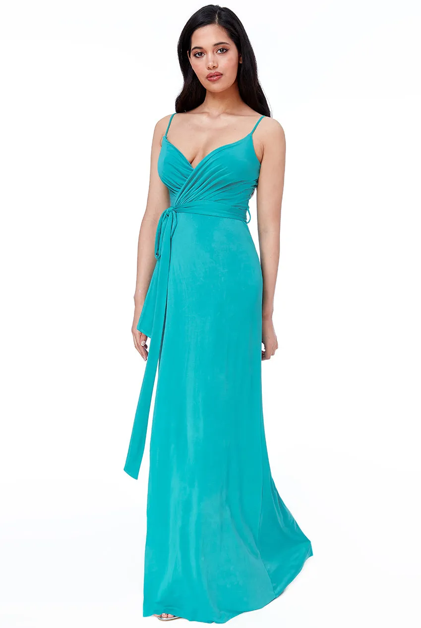 City Goddess Wrap Front Maxi Dress