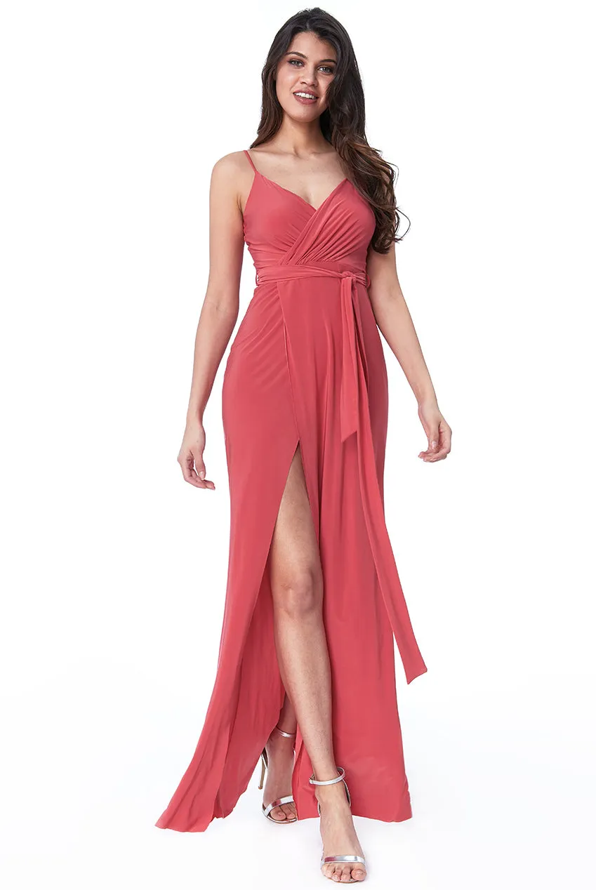 City Goddess Wrap Front Maxi Dress