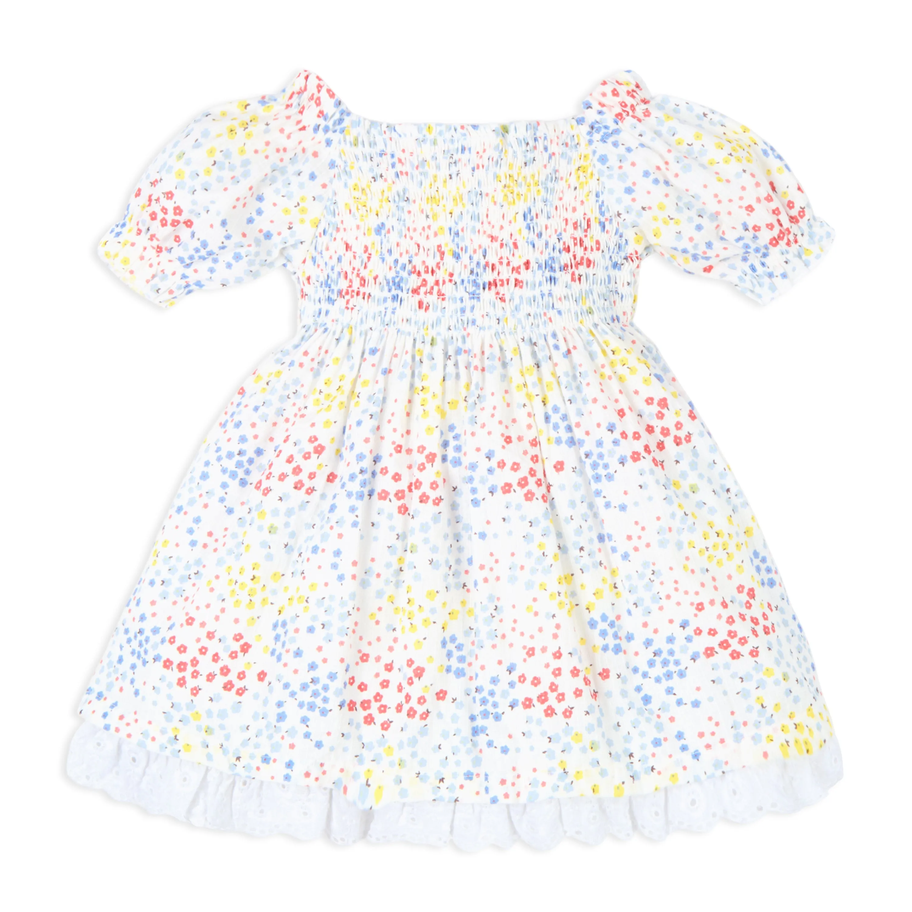 Ditsy Print Floral Puff Sleeves Dress With Hairband - Multi