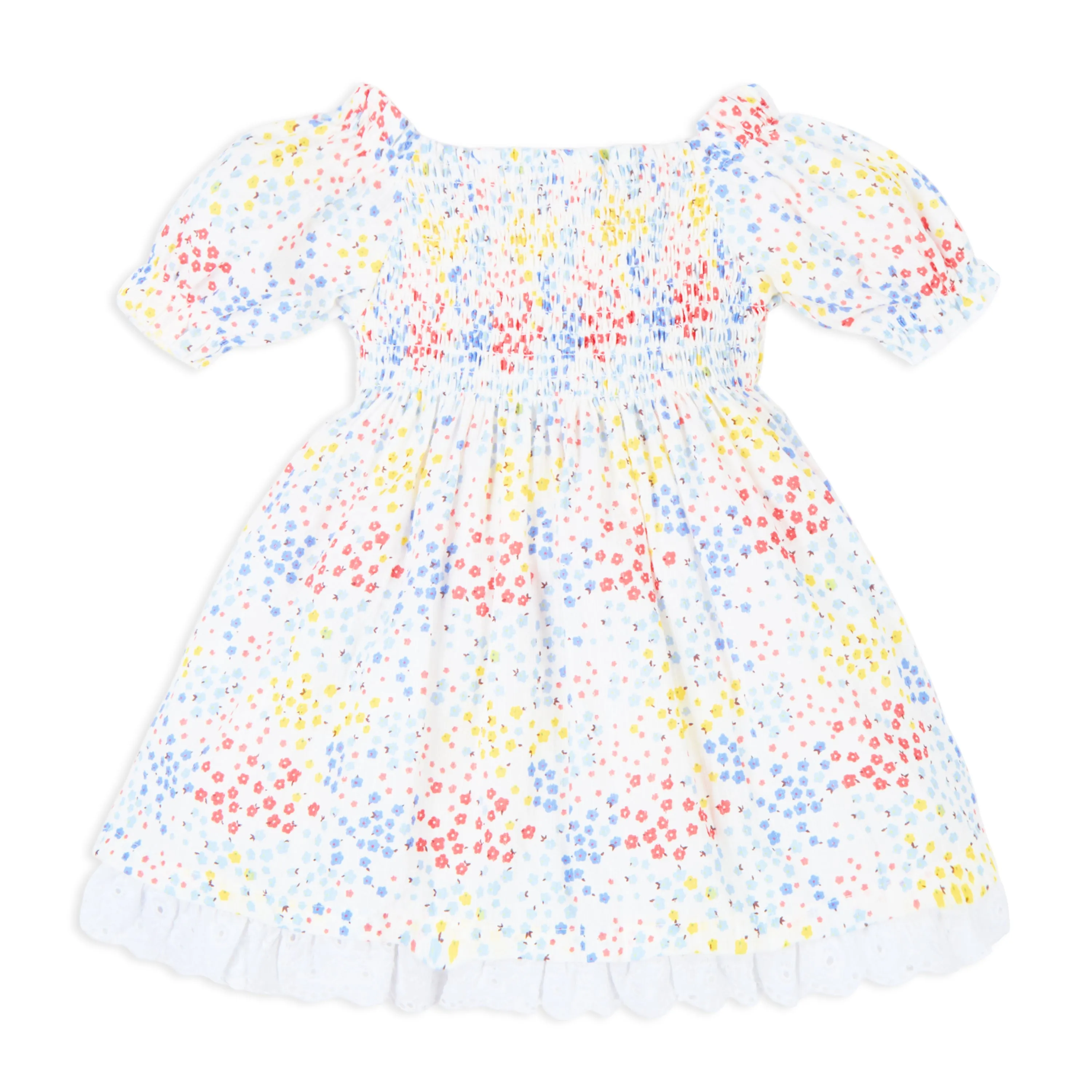 Ditsy Print Floral Puff Sleeves Dress With Hairband - Multi