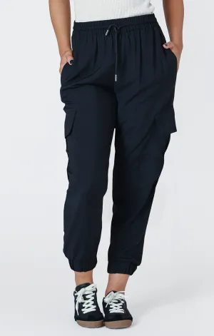 Elastic Waist Cargo Pants | Black