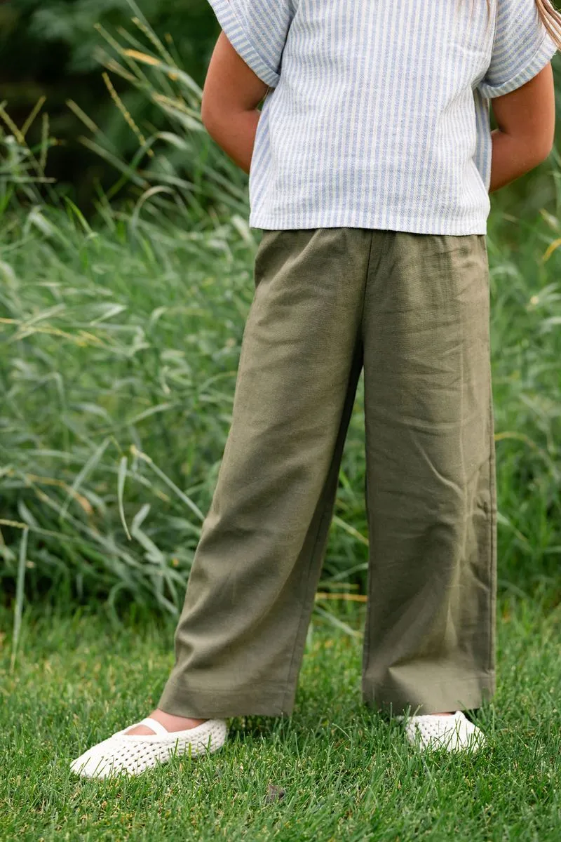 Gaucho Pant, Olive Linen