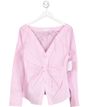 Good American Pink Poplin Off Shoulder Top UK S