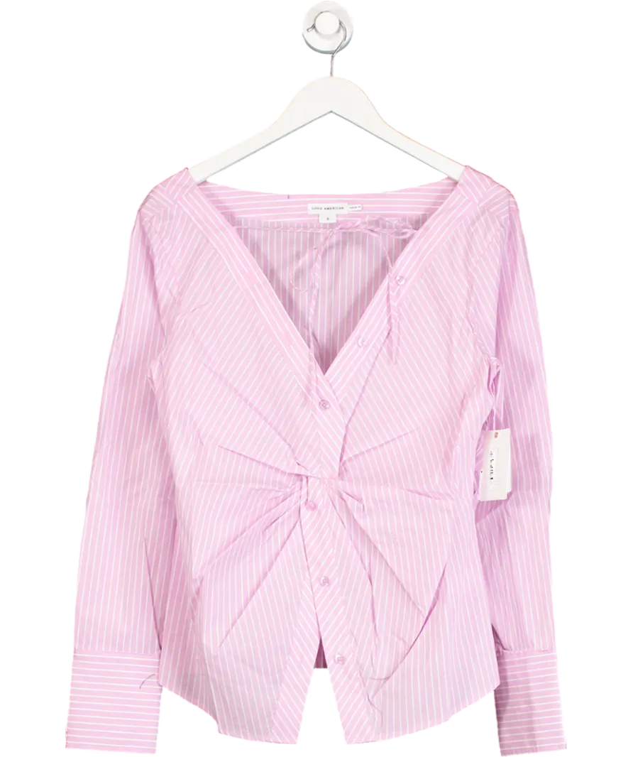 Good American Pink Poplin Off Shoulder Top UK S