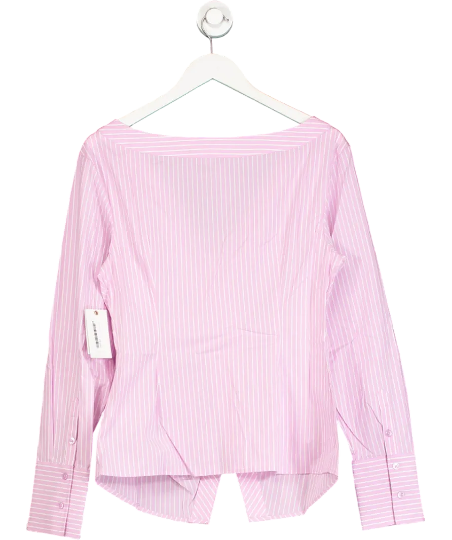 Good American Pink Poplin Off Shoulder Top UK S