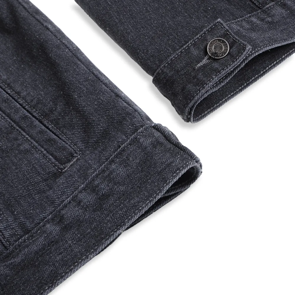Mens Inspired Letter Graphic Button Up Denim Jacket