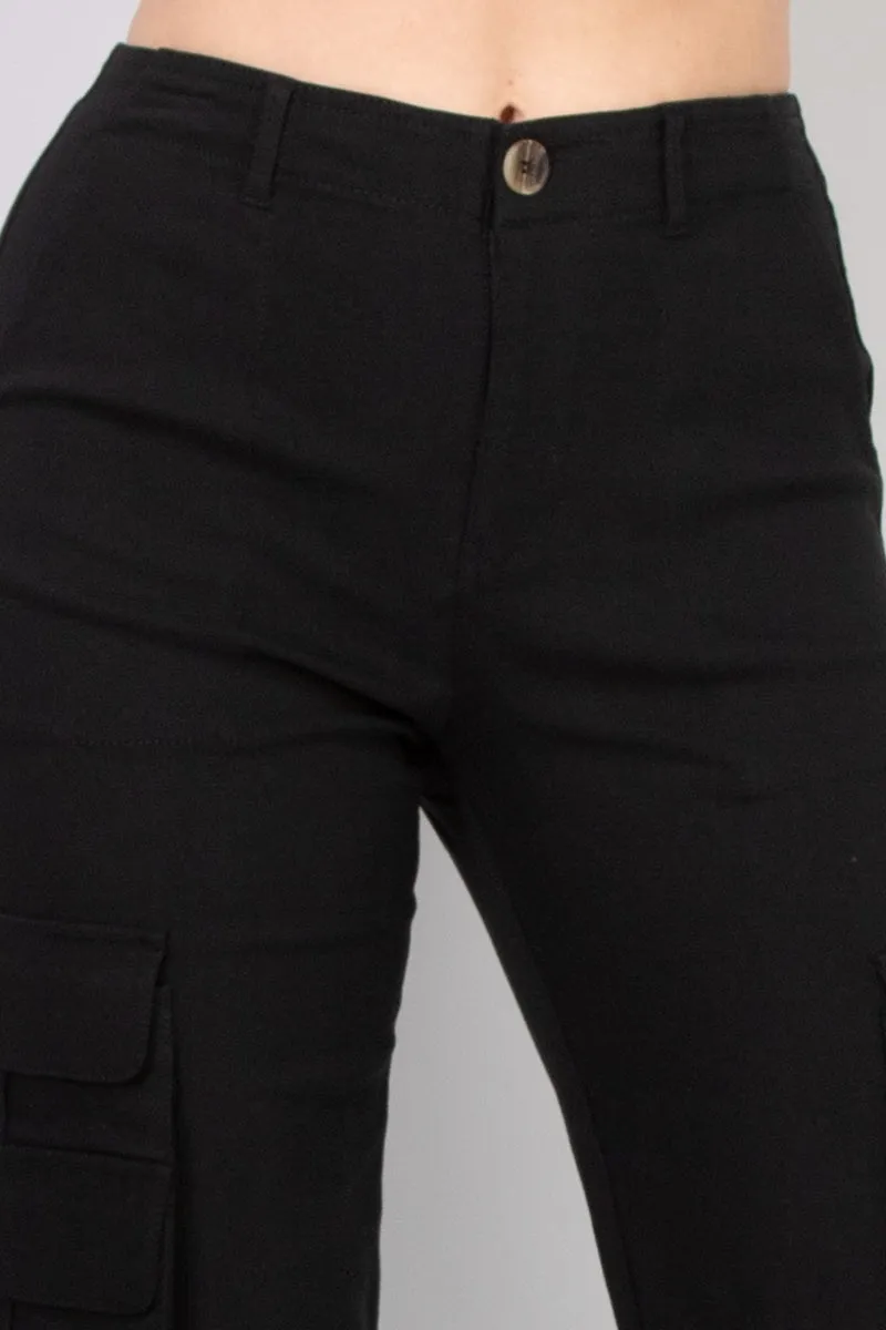 Midrise Black Cargo Pants