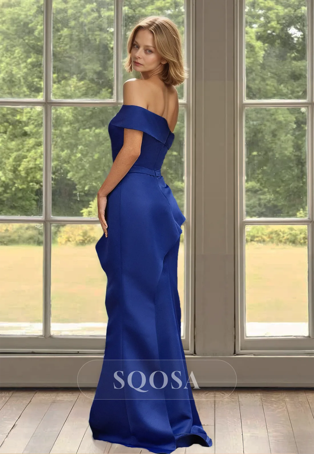 Tube Top Off-Shoulder Sleeveless Cocktail Gowns Pleated Floor-Length High Slit Mother of the Bride Dress
