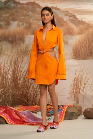 Tuscan Cut-Out Shirt Dress with CrysKnot