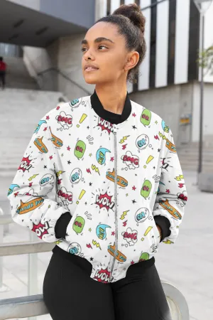 WOW Pop Art All-Over Print Bomber Jacket - Trendy Outerwear for All