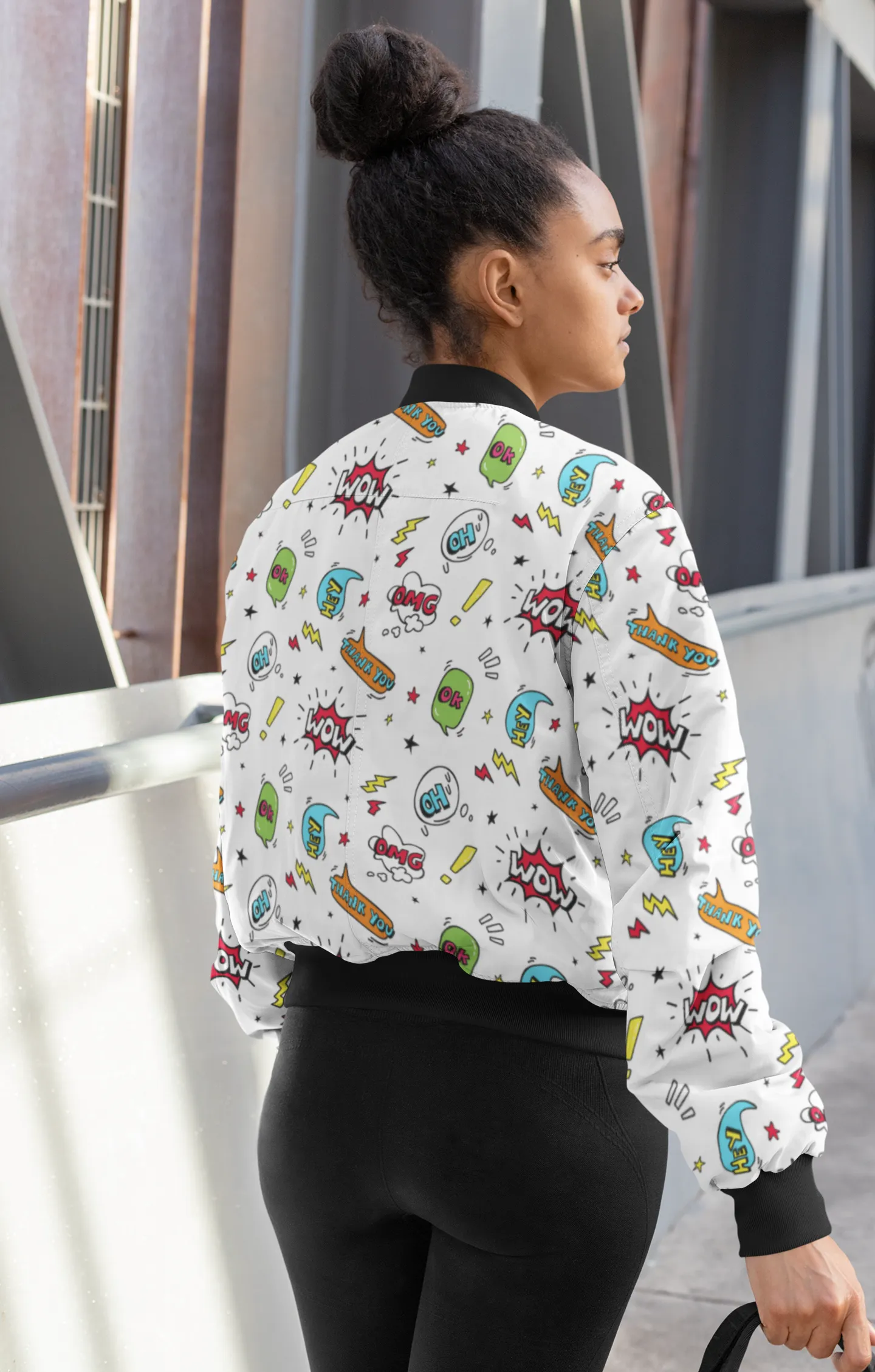 WOW Pop Art All-Over Print Bomber Jacket - Trendy Outerwear for All