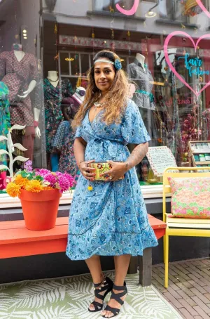 Zomer flamenco overslag jurkje - sky bloemen
